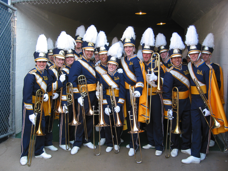 Trombones in the tunnel at Cal before pregame, October 19, 2002