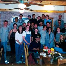 2002 Staff Meeting in restaurant