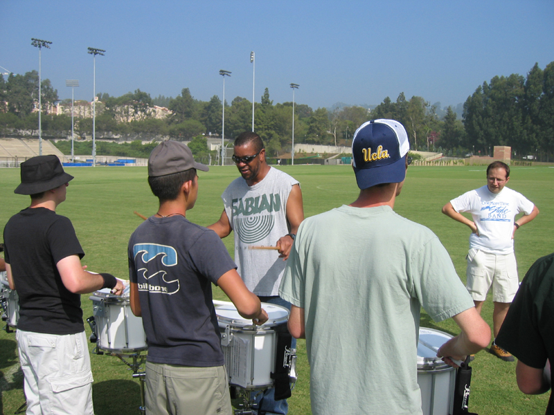 Ralph Hardimon with the snares as Ercan Erhan looks on