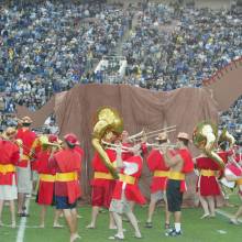 The Trojans celebrate "All Night Long," Oregon game, November 15, 2003