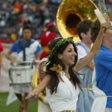 Sheri Guerami celebrates the Greek victory, Oregon game, November 15, 2003