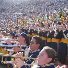 Trumpets in the stands at the Coliseum, USC game, November 22, 2003