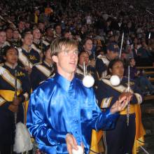 Band Juggler Chris Smith in the stands at Cal