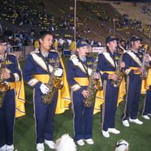 The Saxophones during the postgame concert