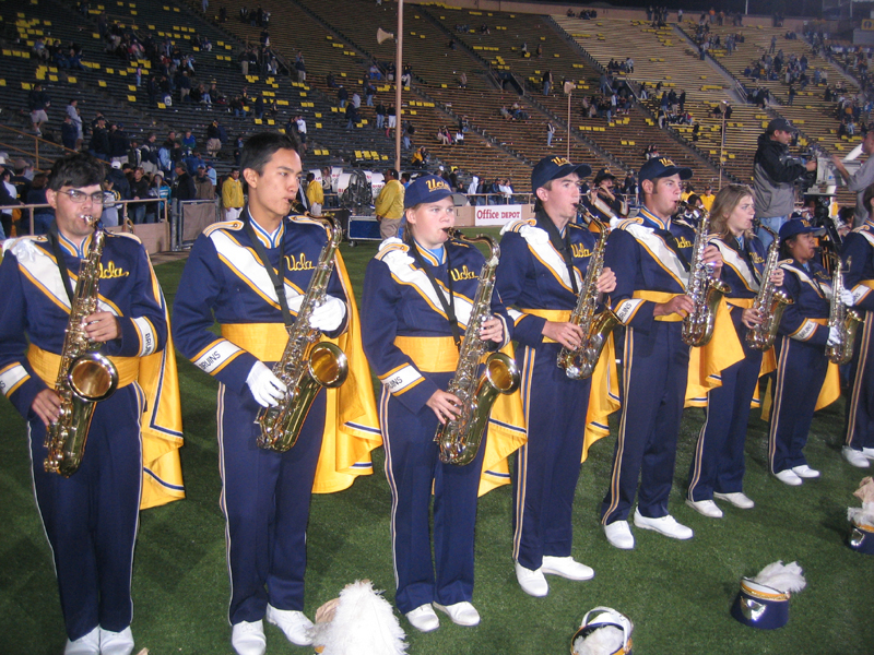 The Saxophones during the postgame concert