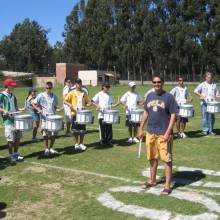 TA Nathan Eby with drumline, Band Camp 2005