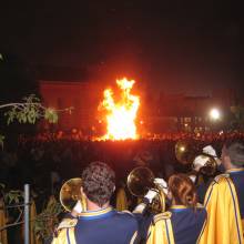 Horns at bonfire, 2005