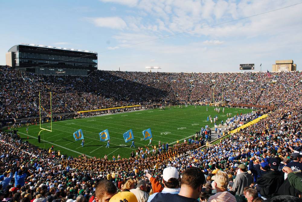 UCLA Band in corner of stadium, Notre Dame, October 21, 2006