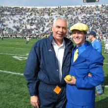 Band Juggler Chris Smith with football coach, Notre Dame, October 21, 2006