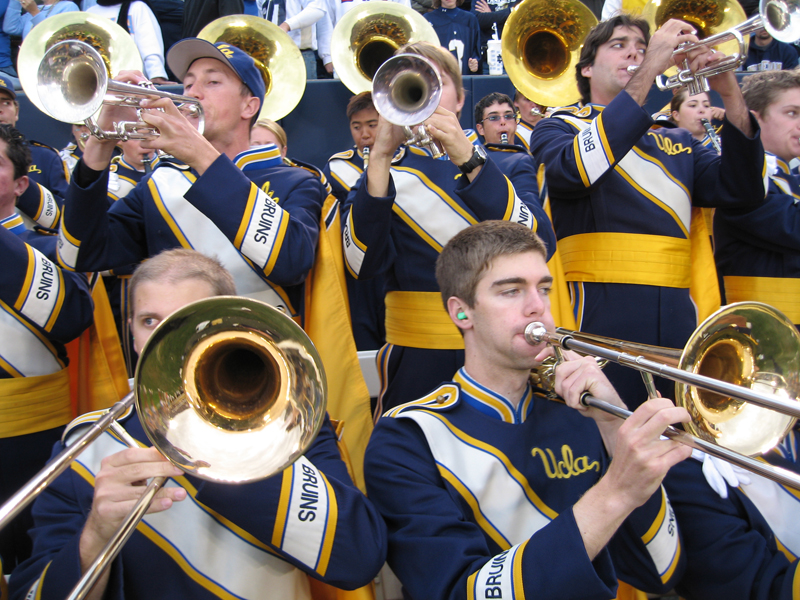 Trombones in stands at Notre Dame, October 21, 2006