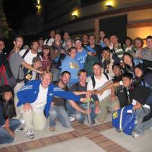 Group photo, Band arriving on campus, Notre Dame trip 2006
