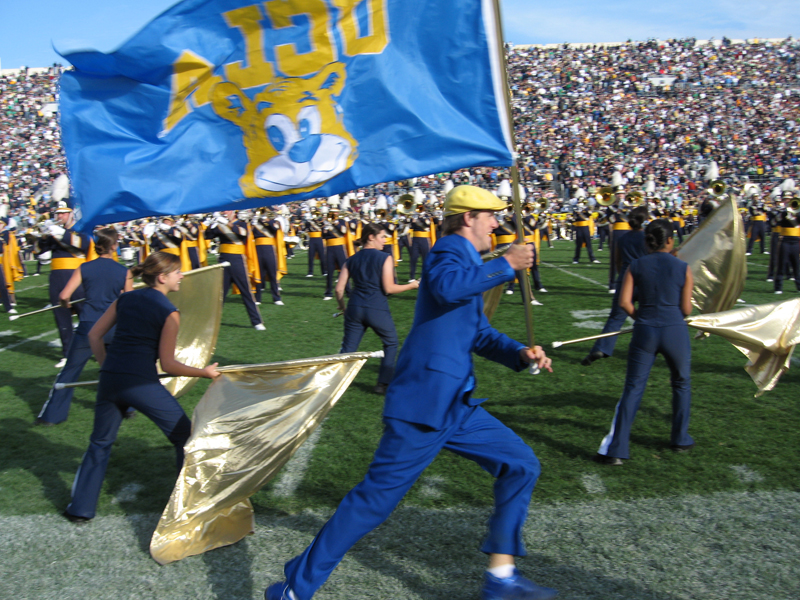 Band Juggler Chris Smith with flag, Halftime at Notre Dame, October 21, 2006