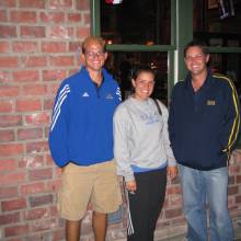 Will Plenk, Christen Jule, Nathan Eby outside BJ's