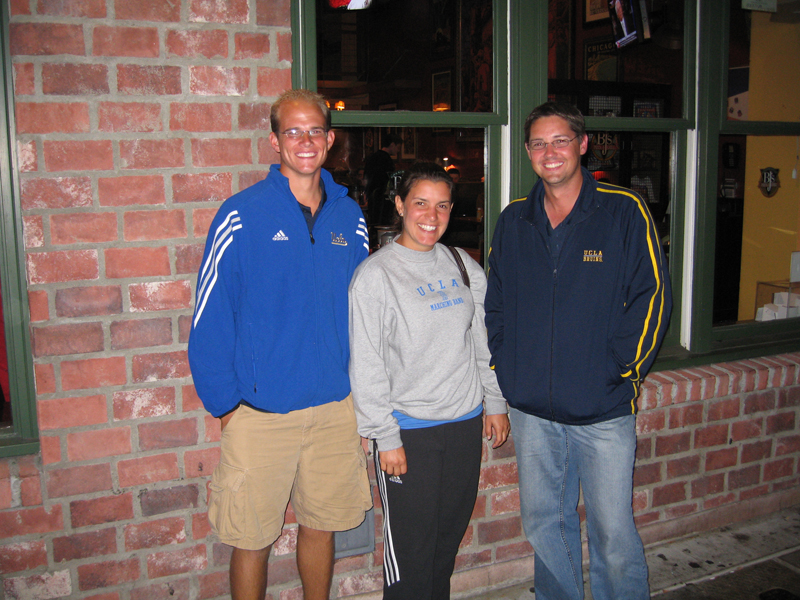 Will Plenk, Christen Jule, Nathan Eby outside BJ's