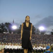 Irene conducting Chorus, Oregon State game, November 11, 2006