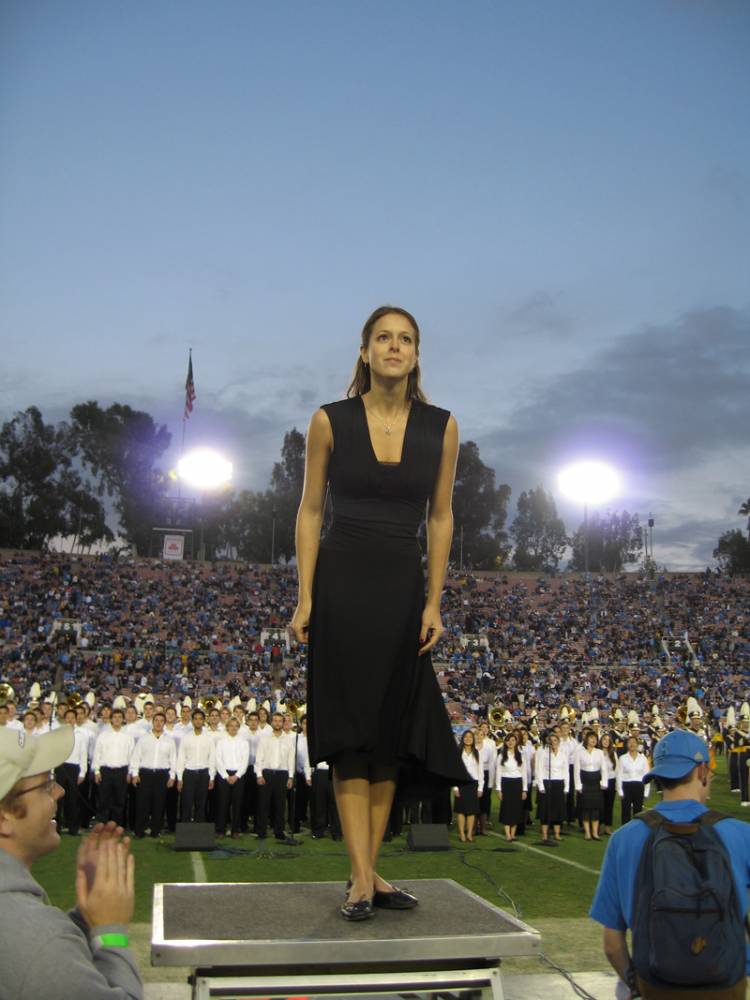 Irene conducting Chorus, Oregon State game, November 11, 2006