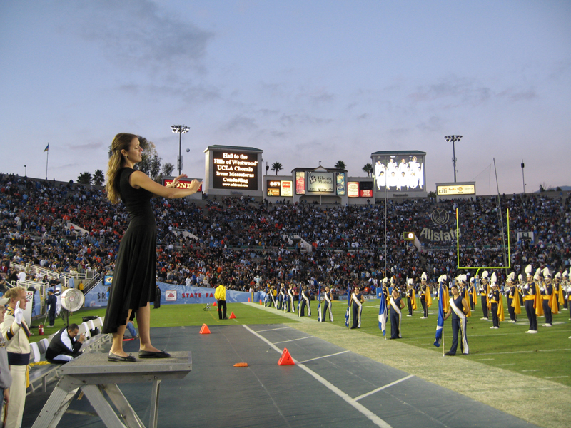 Irene conducting Chorus, Oregon State game, November 11, 2006