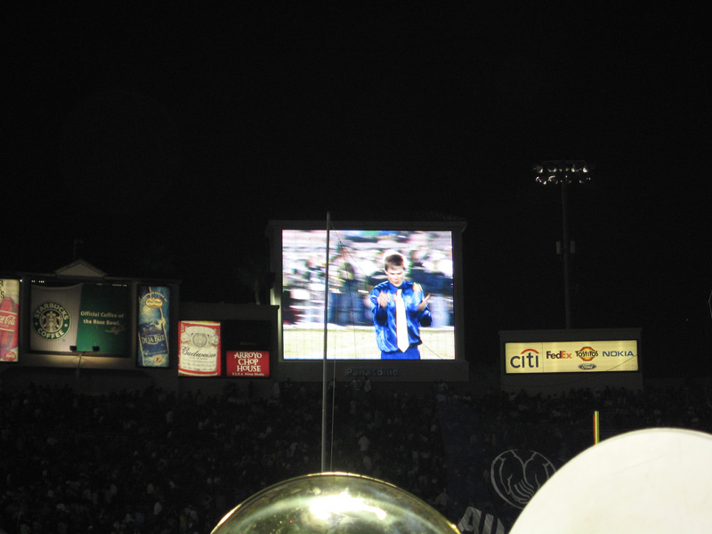 Band Juggler Chris Smith featured on video board, Stanford game, September 30, 2006