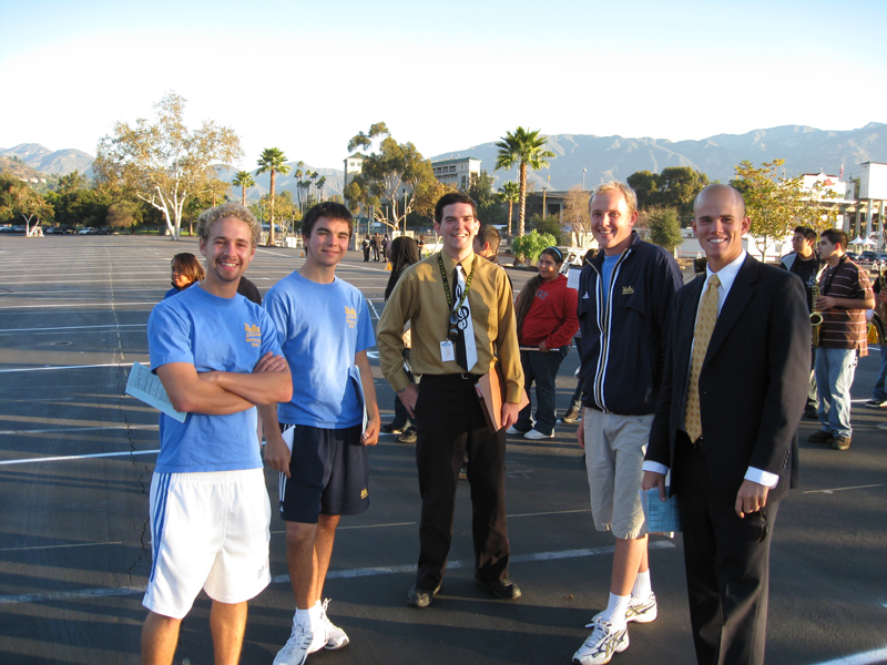 Band staff with High School director, Band Day 2007