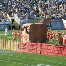 The Trojans accept their "gift," 2007 Downfall of Troy