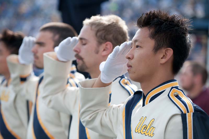 Drum Majors Andrew Ge, Keith Kupper, Kent Herberer, and David Cho