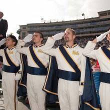Drum Majors Andrew Ge, Keith Kupper, Kent Herberer, and David Cho