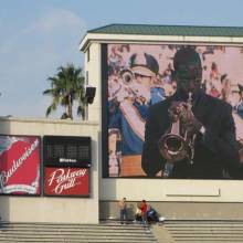 Trumpet Soloist Courtney Jones on the videoboard