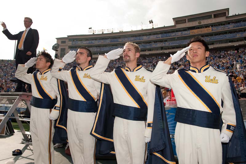 Drum Majors Andrew Ge, Keith Kupper, Kent Herberer, and David Cho