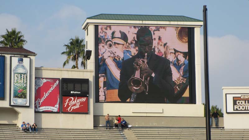 Trumpet Soloist Courtney Jones on the videoboard