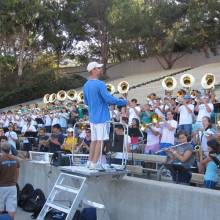Drum Major Kent Heberer at Rehearsal at Drake Stadium, Band Camp 2009