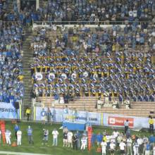 Band in stands at Kansas State game, September 19, 2009