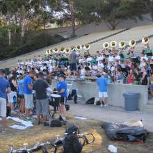 Rehearsal at Drake Stadium, Band Camp 2009