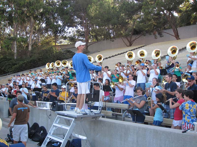 Drum Major Kent Heberer at Rehearsal at Drake Stadium, Band Camp 2009