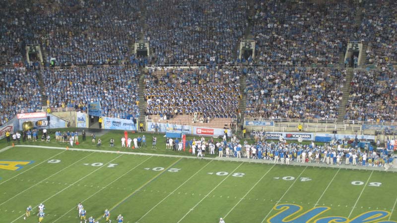 Band in stands at Kansas State game, September 19, 2009