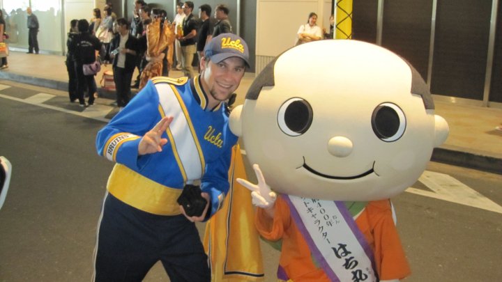 Kelly Flickinger with Nagoya Mascot