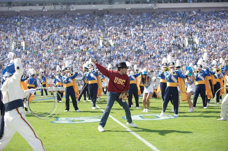 Drum Majors lassoing a Trojan, Western Show, Oregon game, October 10, 2009