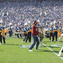 Drum Majors lassoing a Trojan, Oregon game, October 10, 2009