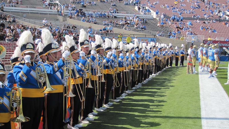 Trombones in the end-zone before the game, Oregon game, October 10, 2009