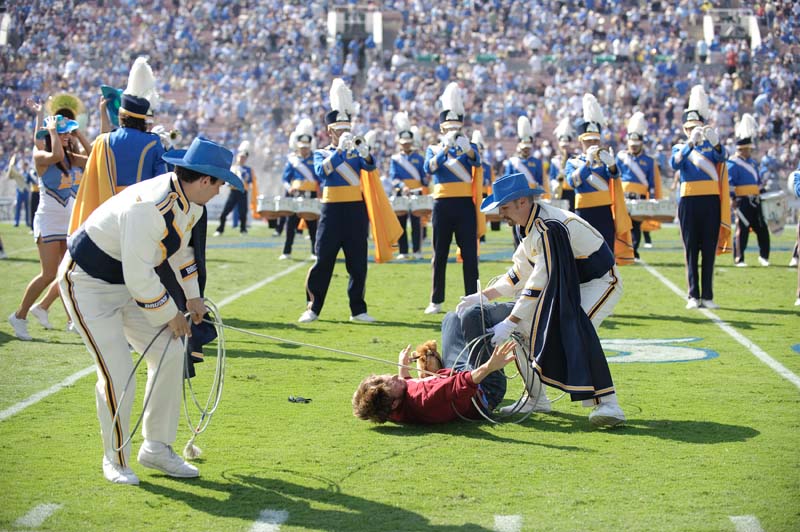 Drum Majors lassoing a Trojan, Western Show, Oregon game, October 10, 2009