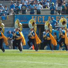 Sousaphones during run-on, Oregon game, October 10, 2009
