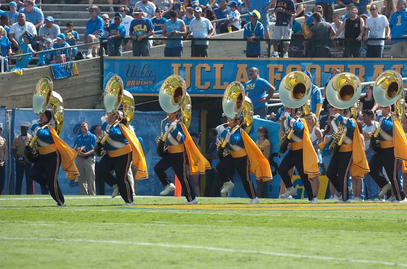 Sousaphones during run-on, Oregon game, October 10, 2009