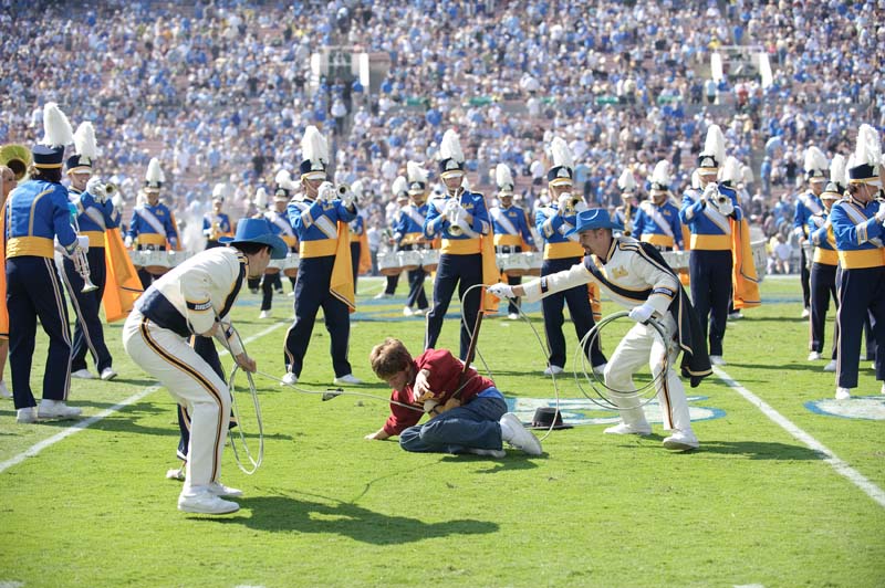 Drum Majors lassoing a Trojan, Oregon game, October 10, 2009