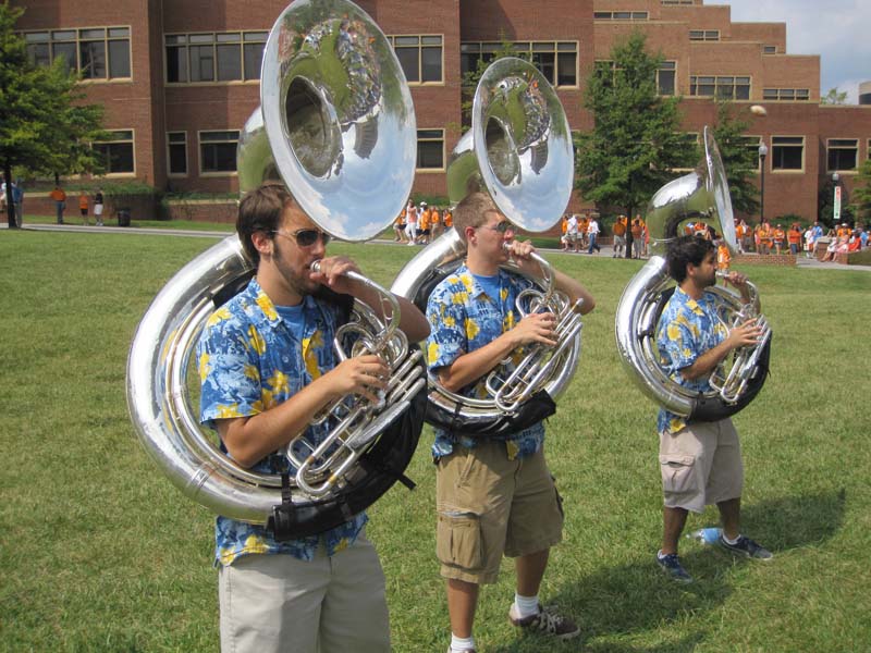 Tubas warming up on University of Tennessee campus, September 12, 2009 