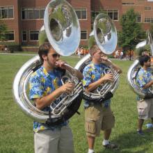 Tubas warming up on University of Tennessee campus, September 12, 2009 