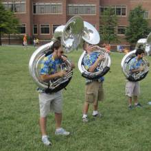 Tubas warming up on University of Tennessee campus, September 12, 2009