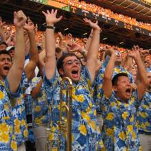The Band's reaction as the Bruins stop the Vols at the one yard line with two minutes left, Neyland Stadium, September 12, 2009
