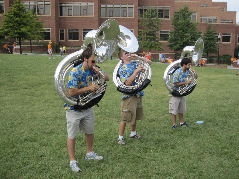 Tubas warming up on University of Tennessee campus, September 12, 2009