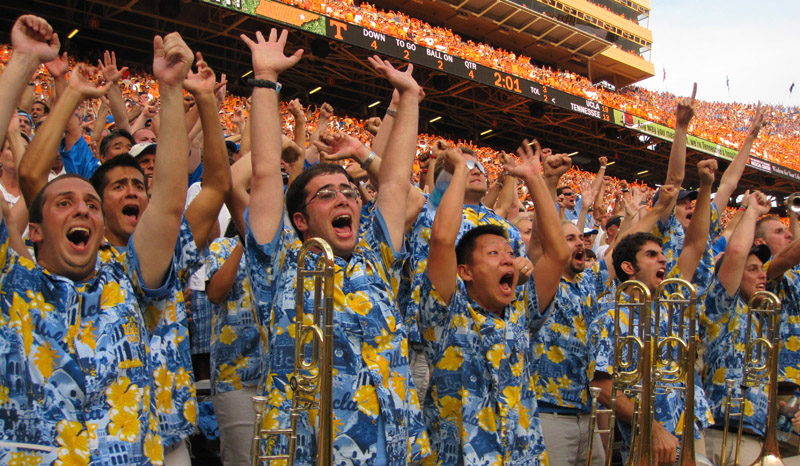 The Band's reaction as the Bruins stop the Vols at the one yard line with two minutes left, Neyland Stadium, September 12, 2009