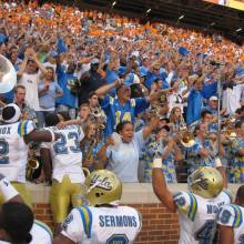 The team celebrates with the Band and fans after the game, Neyland Stadium, September 12, 2009