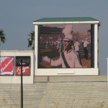 Drum Major David Cho on the videoboard, Washington game, November 7, 2009